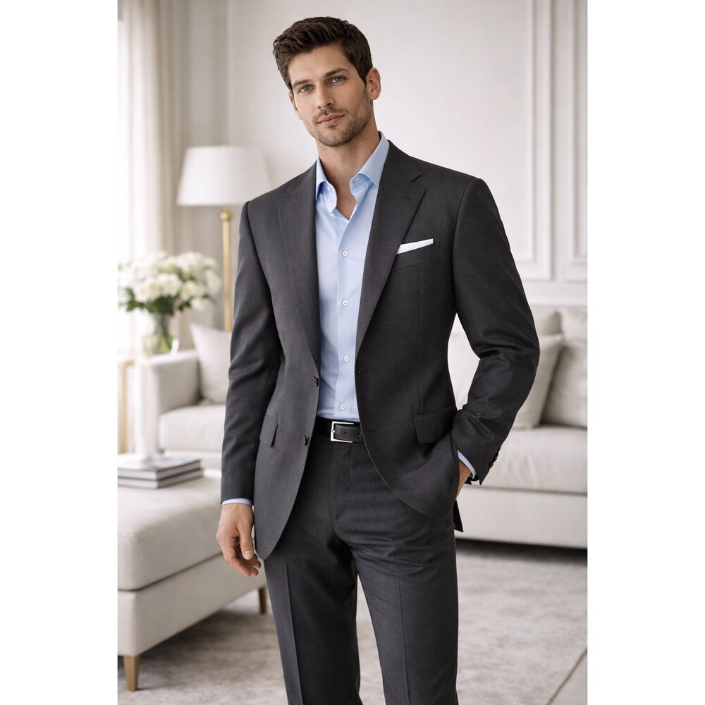 CANALI ITALY MADE 100 % Wool Blazer Jacket Gray Pinstripe 42L Sport Coat